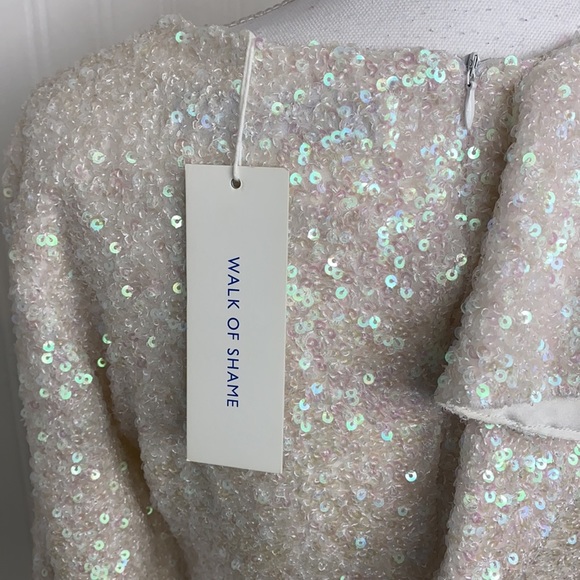 Walk of Shame Allover Sequin Dress Asymmetrical Ruffle NEW WITH TAGS - Picture 7 of 13